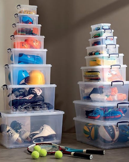 Superio Storage Bins with Lids, Clear Plastic Containers for Organizing, Stackable Totes, BPA Free, Odor Free, Organizer Boxes for Home, and Dorm (2 Pack, 32 Quart)