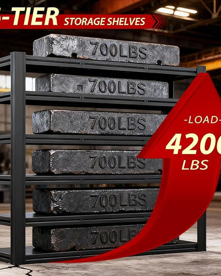 Heavy Duty Storage Shelves Unit, Adjustable Metal Garage Shelving,4200LBS Garage Storage Industrial Shelves,Storage Racks,Steel Shelf Suitable for Shop,Warehouse,Basement