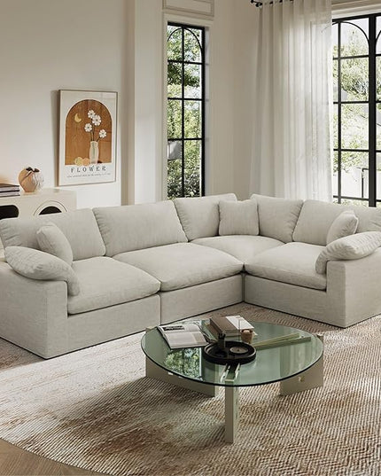Cloud Modular Sectional Sofa,189.4" Down Filled Sofa 4 Seat with Chaise,Minimalist Sofa Cover Washable and Replaceable Couches for Living Room,Sectional Sofa Deep Seat