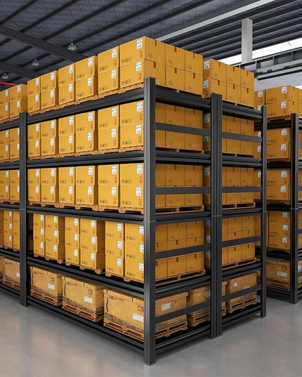Storage Shelves, Garage Metal Shelving Unit, Adjustable, Double-Layer Column with Reinforced Ribs, Heavy-Duty, Capable of Bearing 600-3600 lbs (Black, 45''W*16''D*63''H, 5-Tier)
