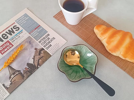 Coffee Spoon Rest for Coffee Bar Accessories, Small Spoon Rest for Coffee Station, Flower Ceramic Tea Spoon Holder for Teaspoon Rest for Tea Spoon, 1 PC (Cracks Deco, Emerald)