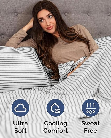 Cal King Size 4 Piece Sheet Set - Comfy Breathable & Cooling Bed Sheets Set - Hotel Luxury Bedding for Women, Men, Kids, Teens, Boys & Girls - Deep Pockets & Wrinkle Free - Oeko-Tex - Grey Stripes 2