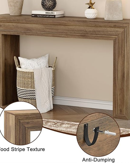 Rresyet 55 Inch Long Console Table, Sofa Table Behind Sofa, Wooden Entryway Table, Farmhouse Entryway Table for Entry, Hallway, Living Room (Wood)