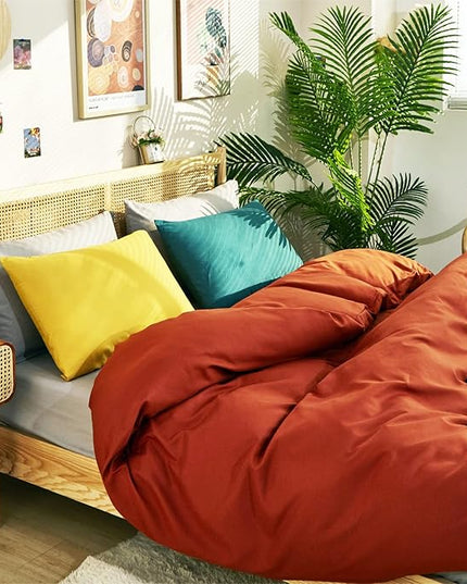 CLOTHKNOW California King Rust Comforter Set 3Pcs Burnt Orange Bedding Comforter Sets Terracotta Comforter Caramel Comforter Set California King