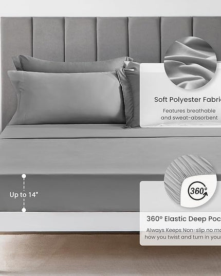Love's cabin Twin XL Comforter Set Grey, 5 Pieces Twin XL Bed in a Bag, All Season Bedding Sets with 1 Comforter, 1 Flat Sheet, 1 Fitted Sheet, 1 Pillowcase and 1 Pillow Sham