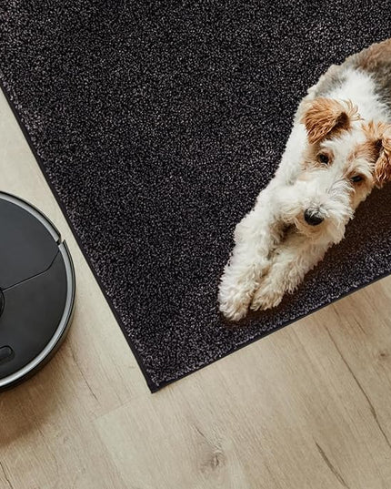 PURRUGS Easy Care Area Rug 4.5ft x 7ft, Non-Slip Washable Entryway Rug, Dog Door Mat, Stain Resistant Accent Rug for Hallway, Living Room, Bedroom and Mudroom, Charcoal