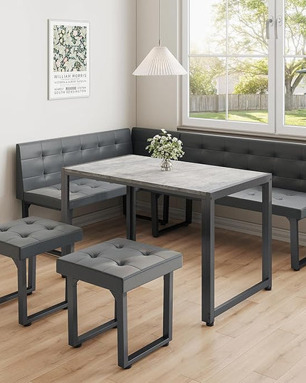 Brafab Corner Dining Table Set, 70 Inch Breakfast Nook Table Set with Upholstered Banquette, 5-Piece Corner Bench Dining Table Set, Gray