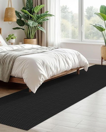 KOZYFLY Washable Runner Rug 2x10 ft Hallway Kitchen Runner Rugs with Rubber Backing Bobo Entryway Runner Indoor, Long Carpet Runners for Hall Kitchen Entryway, Black/Grey