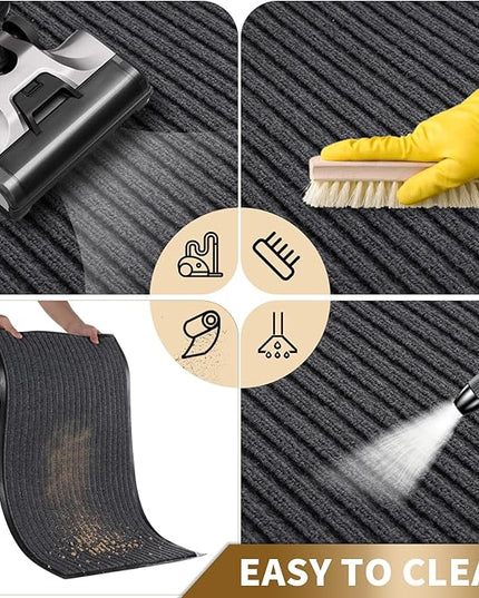 Yimobra Front Door Mat Outdoor Indoor Entrance, 100% Waterproof All-Season All Weather Doormat, Welcome Matt Outside Entry, Non Slip, Low Profile, Heavy Duty Patio Porch Floor Mats,36 x 17,Grey