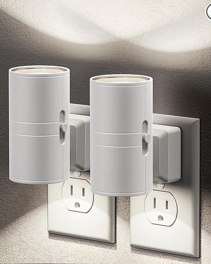 JandCase Night Lights Plug into Wall, Dimmable Night Light Plug in, Modern Night Light Dusk to Dawn Light Sensor, Cool White 5000K, 0-100LM Adjustable Brightness Nightlight for Hallway Bedroom, 2 Pack