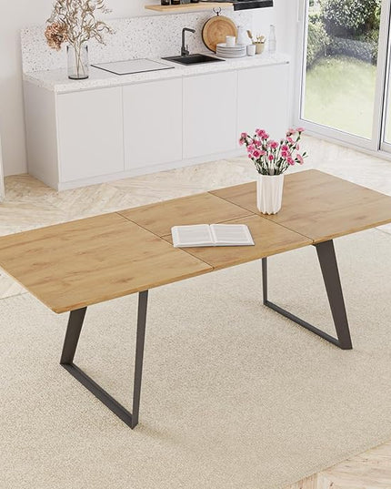 ZckyCine 51"-67" Expandable Modern Dining Table | Rectangular Solid Wood Extendable Design | Space-Saving Multifunctional Kitchen & Home Furniture for Small Spaces, Family Dining Rooms