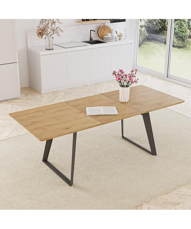 ZckyCine 51"-67" Expandable Modern Dining Table | Rectangular Solid Wood Extendable Design | Space-Saving Multifunctional Kitchen & Home Furniture for Small Spaces, Family Dining Rooms