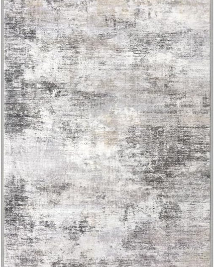 IOHOUZE Abstract Runner Rug 3x12 Ft Washable Runners for Hallways, Non Slip Kitchen Runner Printed Faux Wool Entryway Runner Indoor, Modern Abstract Floor Carpet for Hall Kitchen, Grey Beige