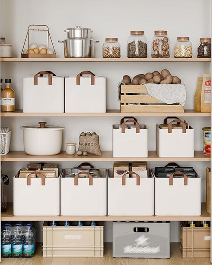 StorageWorks Closet Storage Bins, Storage Baskets for Shelves, Closet Organizers and Storage Bins with Metal Frame, Handles, Natural Color, 2-Pack