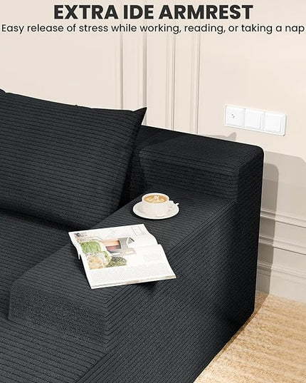 LEVELEVE 107" Cloud Sectional Couch with Deep Seat，Modern Modular Sofa with L-Shape Chaise，No Assembly Required, Upholstered Couches for Living Room Bedroom(Dark Gery,Right Facing Chaise)
