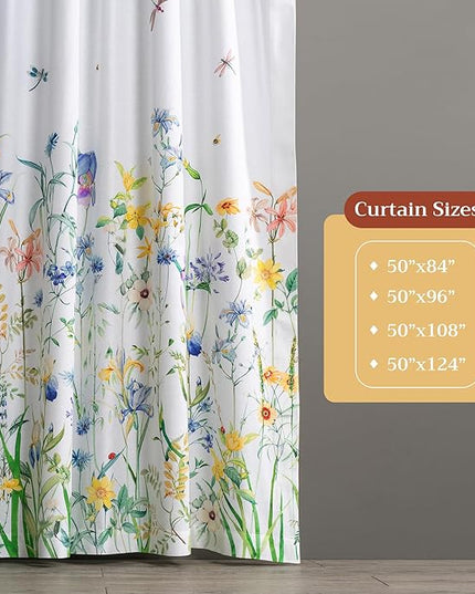 Maison d' Hermine Curtains for Living Room 100% Cotton 96 inch Length One Panel Light Filtering Curtains for Bedroom Windows with Rod and Loop Pockets Drapes (Fleurs De Mai, 50" W x 96" L)