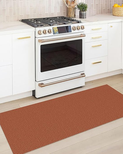KOZYFLY Runners for Hallways 2x5 ft Washable Kitchen Runner Non Slip Rubber Backed Hall Runners Cotton Entryway Runner Rugs Floor Carpet for Indoor Backdoor Bedroom Kitchen, Orange/Tan