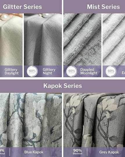 Graywind Custom Curtains Drapes for Sliding Door Room One-Way or Split Draw Curtain (Designed Series Fabric Samples)
