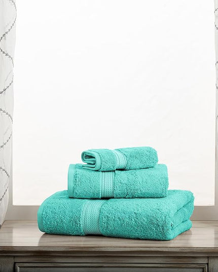 Superior Egyptian Cotton Pile 3 Piece Towel Set, Includes 1 Bath, 1 Hand, 1 Face Towel/Washcloth, Ultra Soft Luxury Towels, Thick Plush Essentials, Guest Bath, Spa, Hotel Bathroom, Turquoise