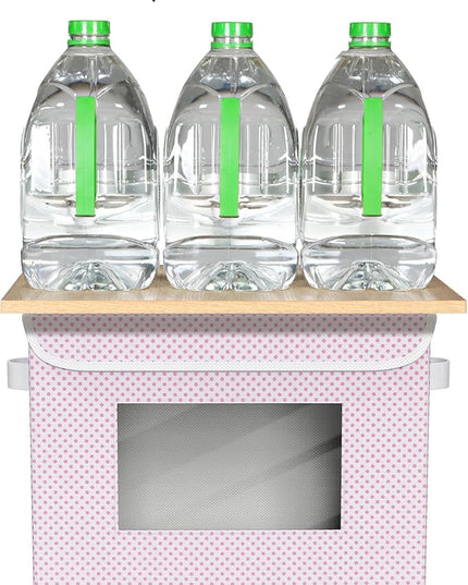 Univivi Fabric Foldable Storage Boxes [4-Pack] Large Collapsible Stackable Storage Bins with Lids, Closet Organizers and Storage Cube Basket for Home, Office, Bedroom (Pink, 17”x 12” x 12”)