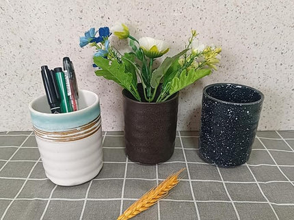 Stoneware Coffee Bar Utensil Holder Tea & Coffee Spoon & Stirrer Holder for Stir Stick Straw Teaspoon Holder Spoon Cup Small Utensil Jar (Starry night)
