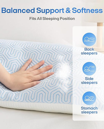 puredown® Cooling Goose Feather Down Pillow, Set of 1, Standard Size Bed Pillow Insert with Soft Cooling Pillowcase for Cool Sleep
