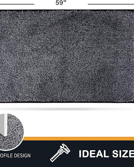 PURRUGS Dirt Trapping Door Mat 34" x 59", Non-Slip Machine Washable Entry Rug, Shoe Scraper, Dog Doormat, Super Absorbent Welcome Mat for Front & Back Door, Muddy Shoes & Paws, Bluish Grey-Black