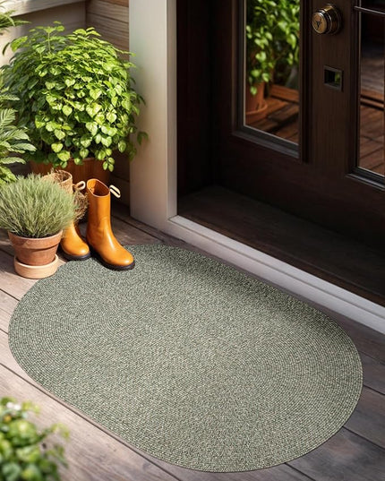 Seasons SE65 Spring Green 2' x 3' Oval - Braided Area Rug, Home Decor, Floor Mat or Bedroom Rug - Easy Care, Ideal for High Traffic Areas in Hallway and Living Room - Made in USA