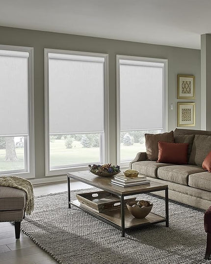 Zshine Motorized Blackout Window Blinds Customize Width (23-95 Inches) Remote Control Wireless and Rechargeable Roller Shades Blinds for Windows, Home, Office, Hotel, Club, Restaurant(82164A)