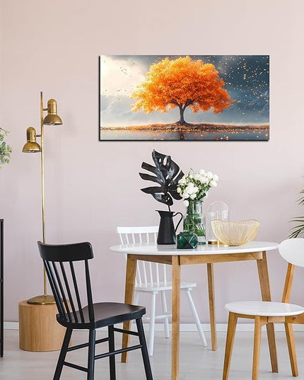 Zoyotago Large Tree of Life Wall Art for Living Room Bedroom Office Orange Tree Fall Landscape Picture Modern Artwork Canvas Prints 20x40 Inch