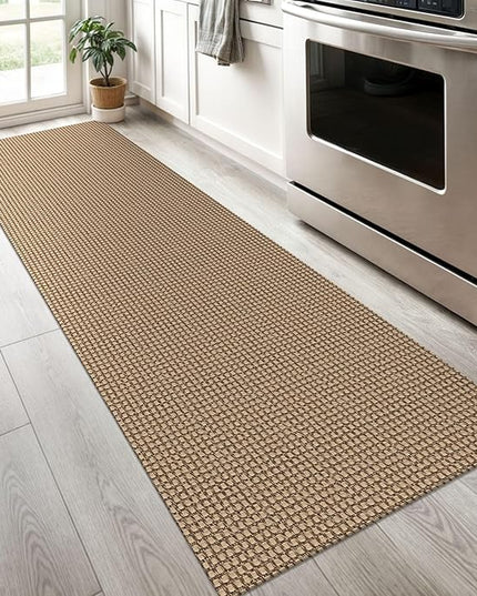 KOZYFLY Boho Runners for Hallways 2x6 ft Washable Kitchen Runner Non Slip Rubber Backed Hall Runners Cotton Entryway Runner Rugs Floor Carpet for Indoor Backdoor Bedroom Kitchen, Tan/Orange/Brown