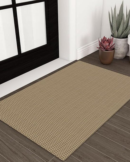 KOZYFLY Washable Area Rug 2x3 Ft Small Entryway Rug Indoor Door Mat Throw Rugs with Rubber Backing, Braided Cotton Floor Carpet for Front Entrance Bathroom Kitchen Foyer, Beige/Khaki