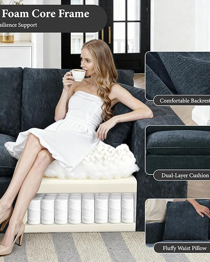 110" Sectional Couches for Living Room Boneless Couch Upholstered Cloud Couchs Sectional Modular Sectional Sofa with L Shaped