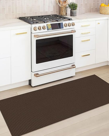 KOZYFLY Runners for Hallways 2x5 ft Washable Kitchen Runner Non Slip Rubber Backed Hall Runners Cotton Entryway Runner Rugs Floor Carpet for Indoor Backdoor Bedroom Kitchen, Reddish Brown/Coffee