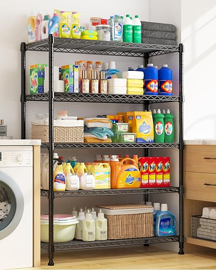REIBII 5-Tier Wire Shelving Rack Storage Shelves Metal Shelves,1020 LBS Adjustable Heavy Duty Metal Shelving Units and Storage for Garage Pantry Bathroom 29" W X 14" D X 63" H