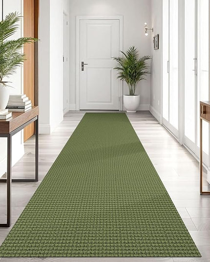 KOZYFLY Runners for Hallways 3x10 ft Washable Kitchen Runner Non Slip Rubber Backed Hallway Rugs Cotton Entryway Runner Rug Floor Carpet for Indoor Hall, Backdoor, Kitchen, Bright Green/Earthy Green