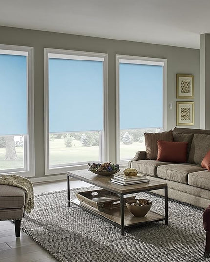 ZSHINE Motorized Blackout Window Blinds Customize Width (23-95 Inches) Remote Control Wireless and Rechargeable Roller Shades Blinds for Windows, Home, Office, Hotel, Club, Restaurant (82010L)