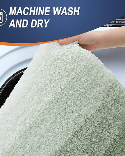 OLANLY Bathroom Rug Set 2 Piece, Soft Absorbent Microfiber Bath Rug Set, Non-Slip, Machine Wash Dry, Plush Shaggy Bath Mats for Bathroom (30"x20"+24"x16", Sage Green)