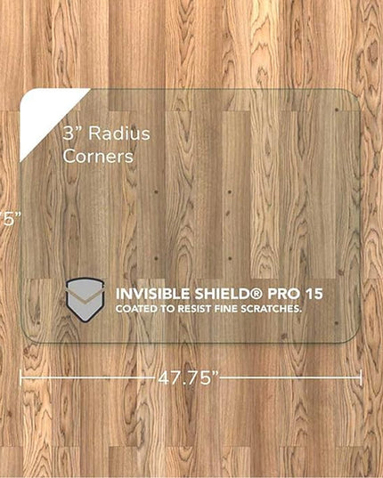 Vitrazza Glass Chair Mat 36” x 48” Superior ¼ Thick, Chiaro Standard Clear, Certified Tempered Safety Glass, Delivers a Smooth Glide, Protects Carpet or Wood, Beautiful in Home or Office.