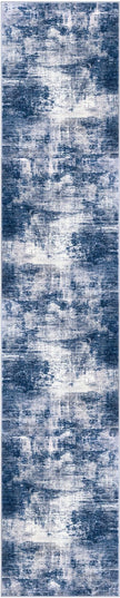 IOHOUZE Abstract Runner Rug 2x10 Ft Washable Runners for Hallways, Non Slip Kitchen Runner Printed Faux Wool Entryway Runner Indoor, Modern Abstract Floor Carpet for Hall Kitchen, Navy/Grey