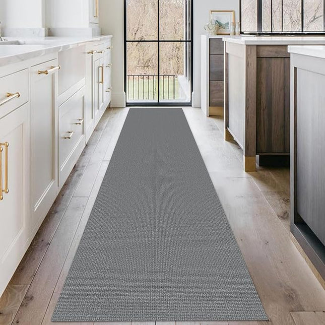 KOZYFLY Washable Runner Rug 2x10 ft Hallway Kitchen Runner Rugs with Rubber Backing Bobo Non Slip Entryway Runner Indoor, Long Carpet Runners for Hall Kitchen Entryway, Grey