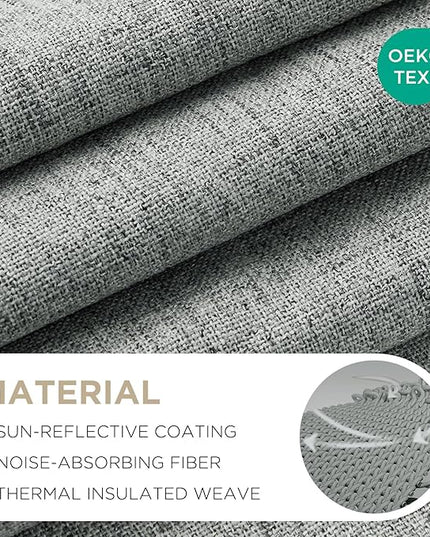 Joydeco Linen Blackout Curtains for Bedroom - 100% Light Blocking 1 Panels, Light Grey Drapes 100" W x 84" L, Thermal Insulated Room Darkening Curtains for Living Room, Rod Pocket & Back Tabs