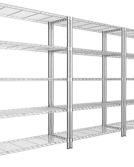Storage Shelves Heavy Duty, 3 PCS 36" L x 14" W x 72" H Garage Wire Shelving Unit Loads 1750LBS, 5-Tier Adjustable Metal Industrial Utility Shelf Rack for Kitchen, Laundry Room, Warehouse, Basement