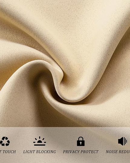 JIUZHEN Blackout Curtains for Bedroom, Sliding Glass Door Curtain 84 inches Long, Grommet Top Thermal Insulated Drape for Patio Door/French Door/Hall/Closet (Beige, W72 by L84, 1 Panel)