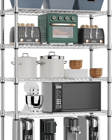 8 Tier 2000 lbs Storage Rack Metal Wire Shelving Unit, Storage Standing Shelf Organizer for Laundry Bathroom Kitchen Pantry Closet Garage Utility Room, Chrome 13.8" D x 23.6" W x 79.5" H