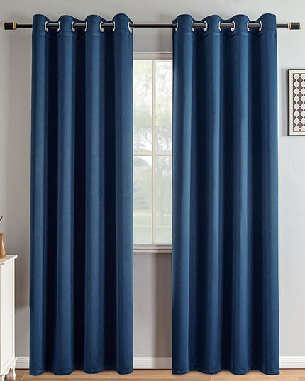 Blackout Curtains 84 Inch Length 2 Panels Set, Black Out Curtains for Bedroom 84 Inch Long, Grommet Energy Saving Room Darkening Drapes for Living Room Window Navy Blue(W52 x L84)