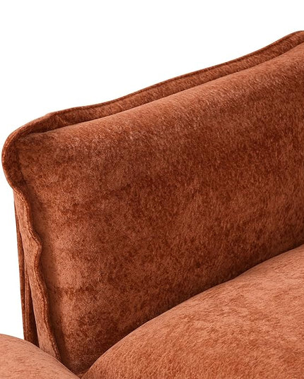 WJShome Modular Velvet Sectional Sofa with Chaise, 74" Modern L-Shaped Couch for Living Room, 3-Seater Sofa with Removable Cushions and 8" High Metal Legs, Easy to Clean, Terracotta