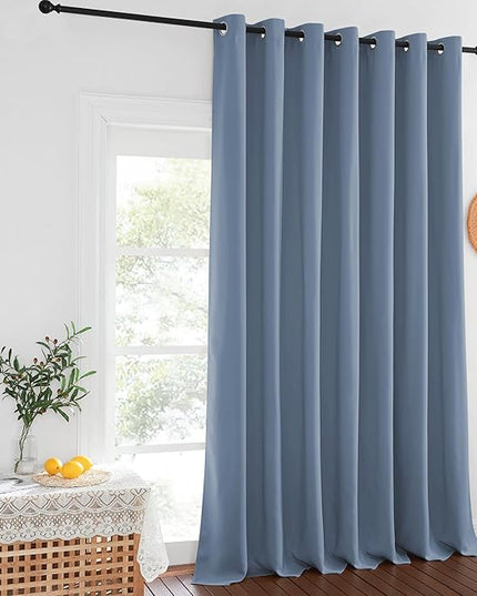 NICETOWN Stone Blue Blackout Curtains for Bedroom/Living Room 132 Inch Length - Thermal Insulated Room Darkening Grommet Top Window Curtains (100 by 132 - Inch, 1 Panel)