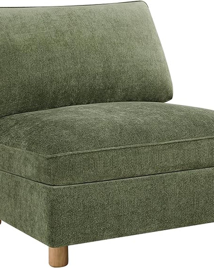 CHITA Super Large Sectional Couches for Living Room, Modular Cloud Couch Sectional Sofa, Premium Fabric Couches, Down Filled, High Density Foam, Chenille in Green, Armless Chair