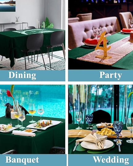 VidaFete 2 Pack 90 * 132inch Rectangle Table Cloth Polyester, Stain Wrinkle Resistant Polyester Dining Table Cover for Kitchen Dinning Party Wedding Rectangular Table Buffet Decoration(Green)